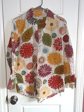 Rare Seaplane Floral Top - Size M - Made in USA - 100% Cotton